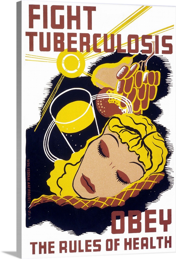 'Fight tuberculosis - obey the rules of health.' Silkscreen poster, c1940.
