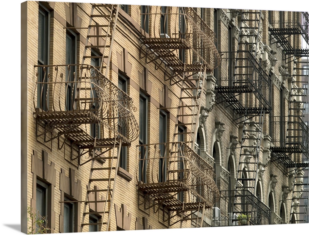 Fire escapes on a brownstone in New York Ciy. Photograph by Carol M. Highsmith, September 2007.