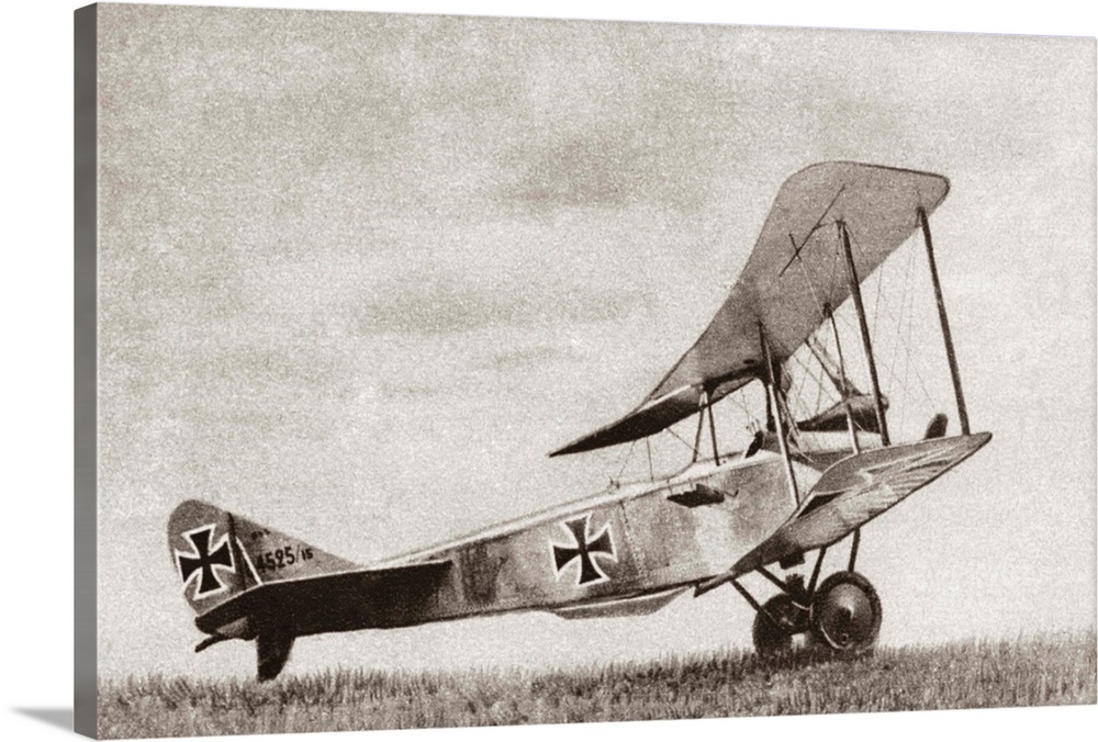 German biplane that was later shot down by French guns during World War I. Photograph, c1916.