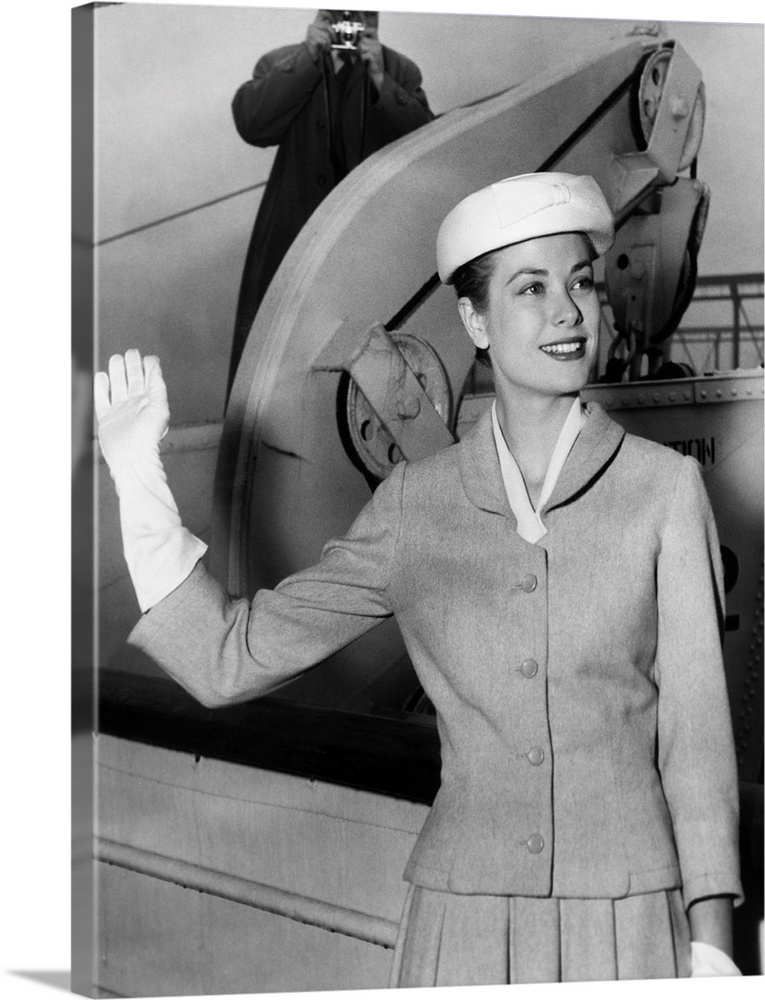 American actress and Princess of Monaco, 1956-1982. Aboard the ocean liner USS Constitution before sailing for Monaco for ...
