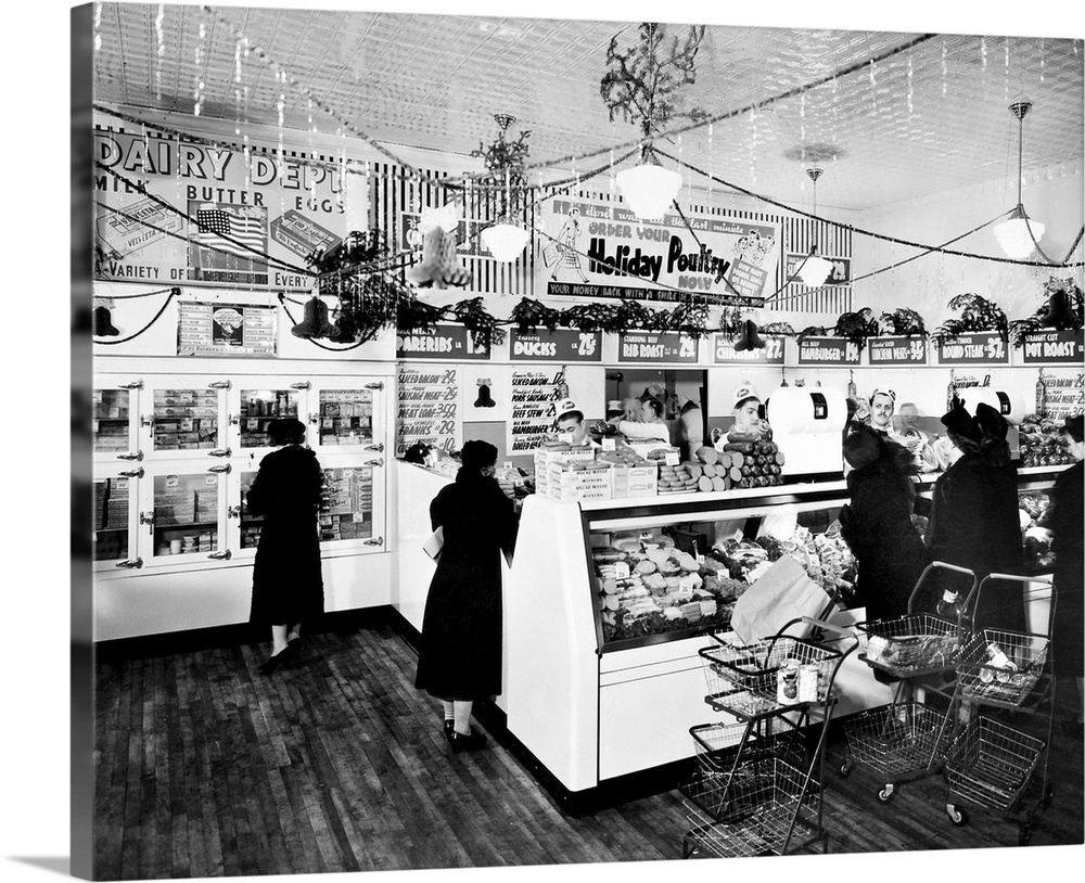 Grocery Store, C1938. The Deli Department Of A Large American Grocery Store Before Christmas, C1938.