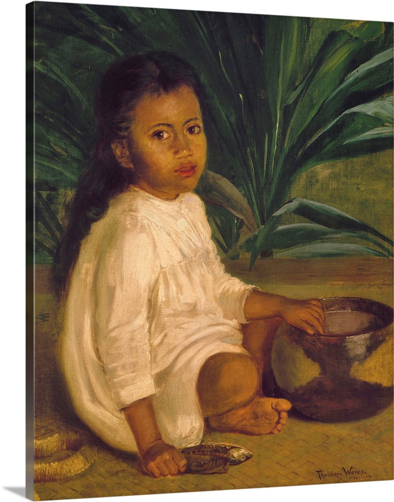Hawaiian Child, 1901. Hawaiian Child And Poi Bowl. Oil On Fabric, 1901, By Theodore Wores.