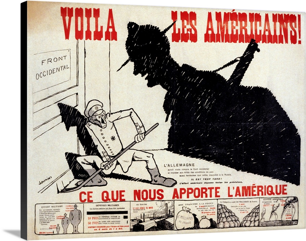 'Voila les Ameicains!' Lithograph by Charles Saunier, 1917.