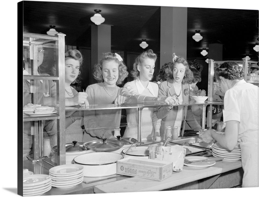 High School Students, 1943. Students In the Cafeteria At Woodrow Wilson High School In Washington, D.C. Photograph By Esth...