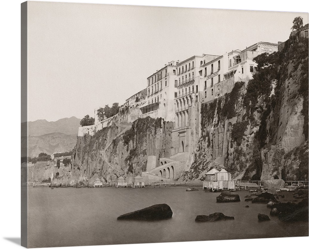 Italy, Sorrento. Hotel Tramontano On the Cliff In Sorrento, Italy. Photograph By Giorgio Sommer, C1900.