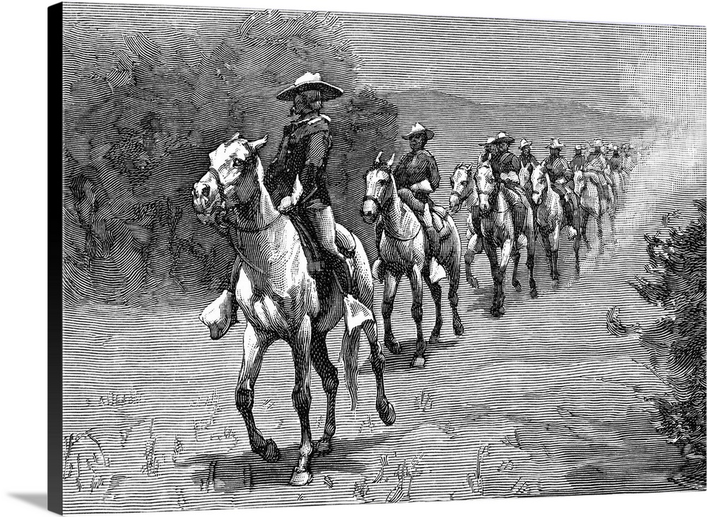 Remington, 10th Cavalry. 'In the Desert,' Showing the 10th Cavalry, Known As Buffalo Soldiers, On Maneuvers In Arizona. Wo...