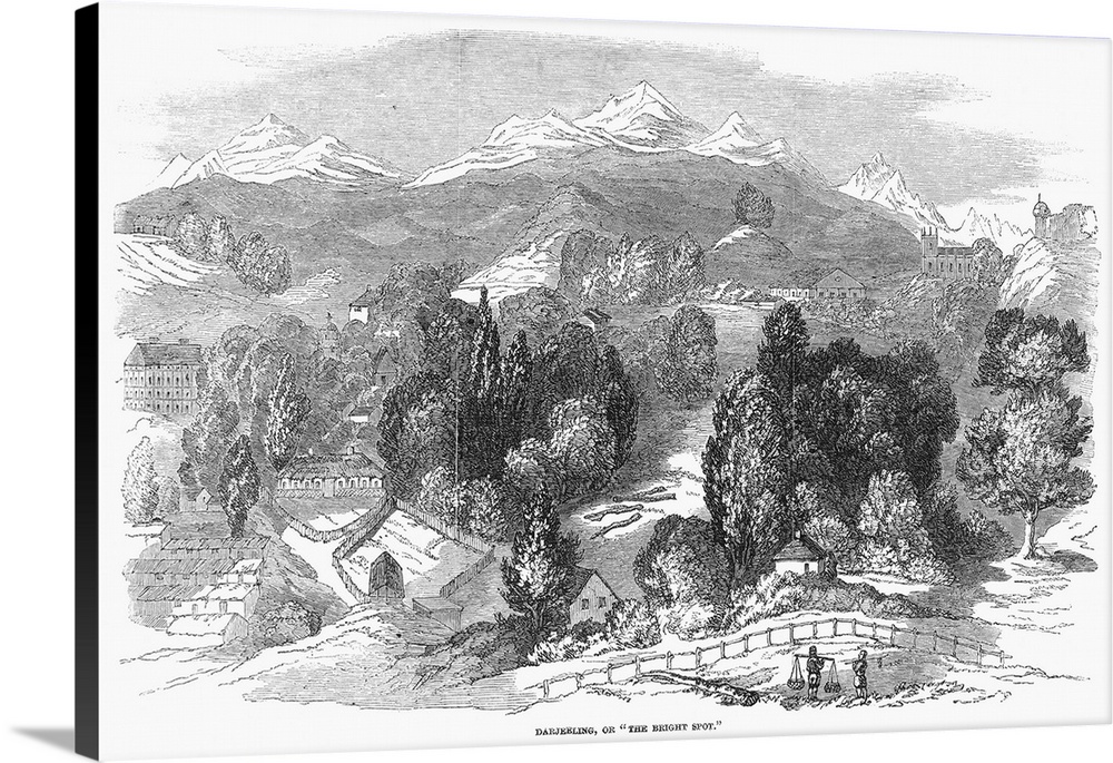 India, Darjeeling, 1850. View Of Darjeeling, India. Wood Engraving, English, 1850.