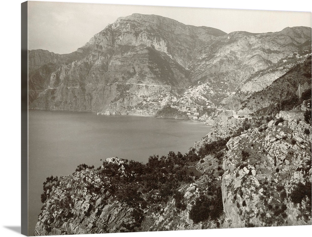 Italy, Positano. A View Of the Road From  Sorrento To Amalfi In Positano, Italy. Photograph By Giorgio Sommer, C1900.
