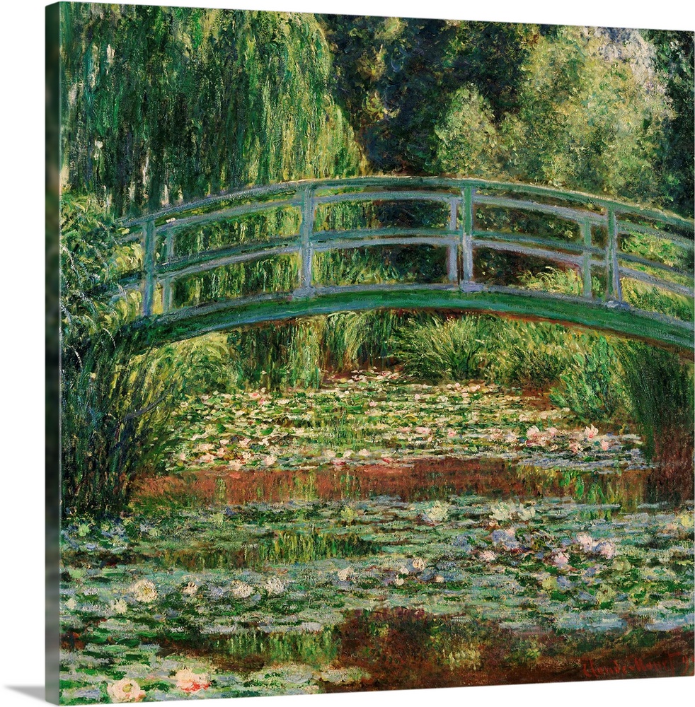 Monet, Water Lily Pool, 1899. 'Japanese Footbridge And the Water Lily Pool, Giverny.' Oil On Canvas, Claude Monet, 1899.
