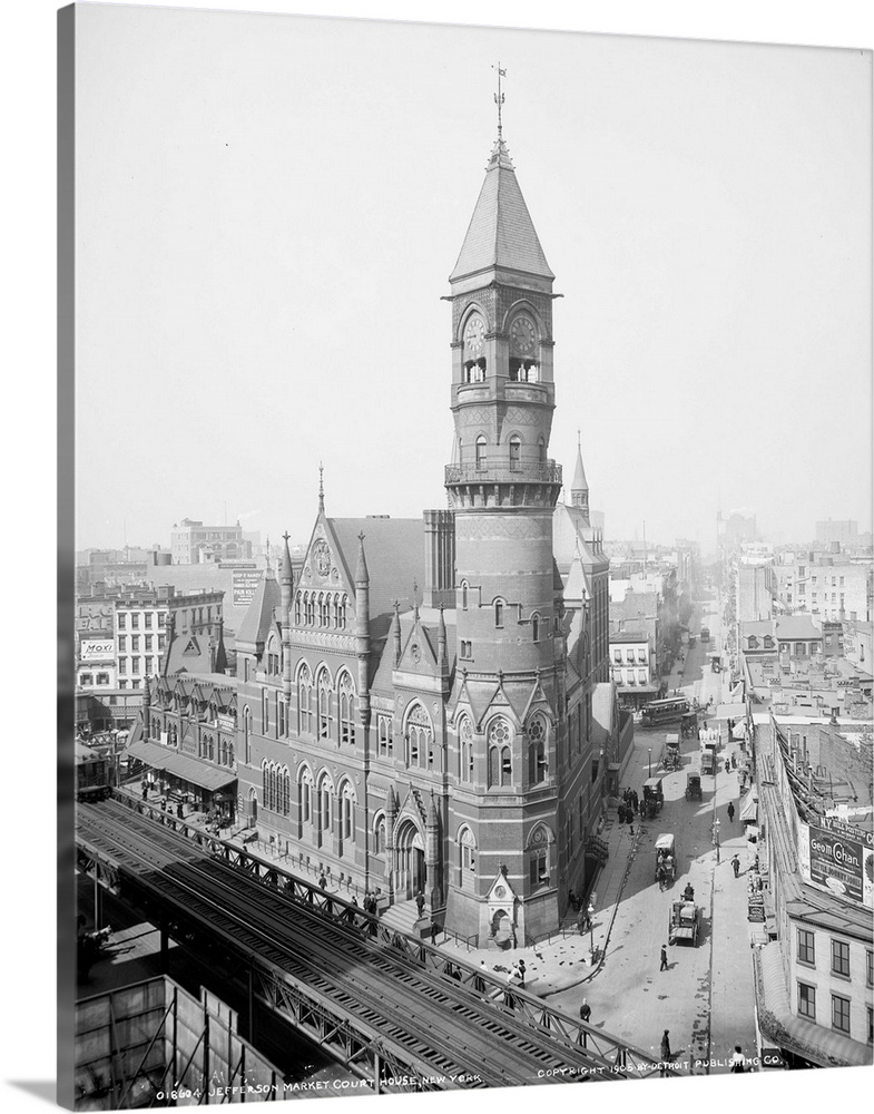 Jefferson Market Courthouse at 425 Sixth Avenue in New York City. Now a branch of the New York Public Library. Photograph,...