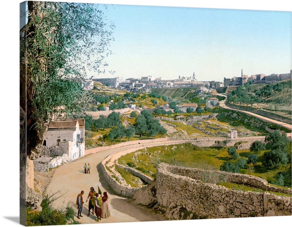 Jerusalem, C1900. Road Leading From the Railroad Station Into the Old City. Photochrome, C1900.