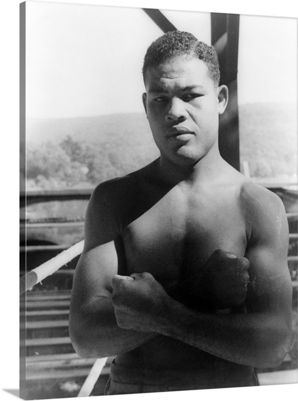 Joe Louis (1914-1981), American Boxer | Large Stretched Canvas, Black Floating Frame Wall Art Print | Great Big Canvas