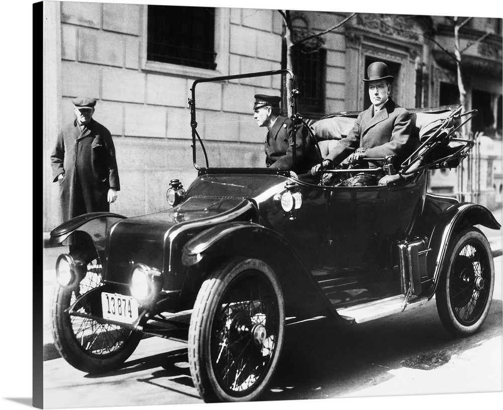 (1839-1937). American oil magnate. Photographed in his electric car, 1920.