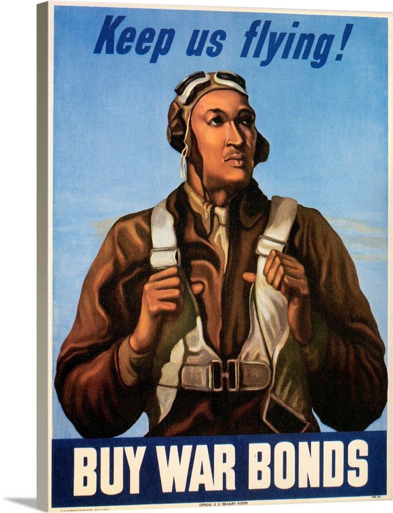 'Keep Us Flying! Buy War Bonds.' Poster featuring fighter pilot Robert Diez. Lithograph, 1943.