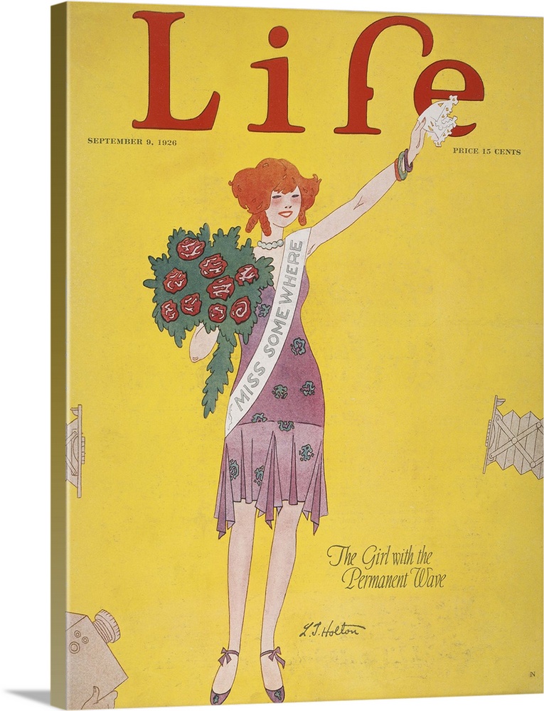 'The Girl with the Permanent Wave.' 'Life' magazine cover, 1926, by L.T. Holton.