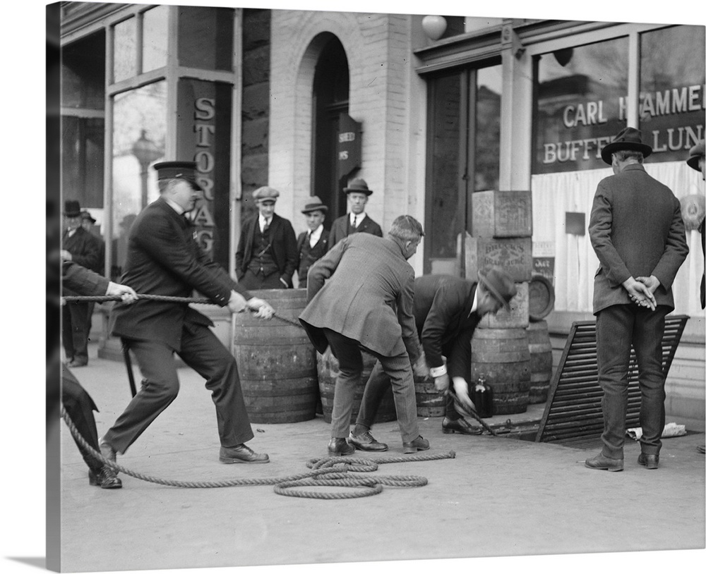 A bootleg liquor raid during Prohibition in America, 25 April 1923.