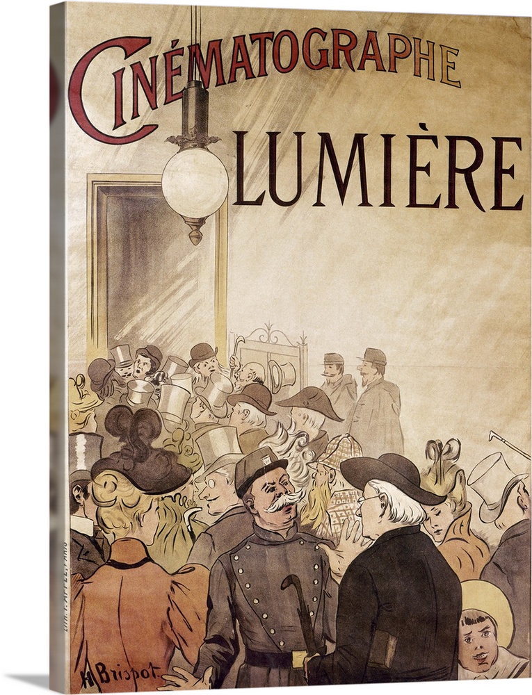 French chemist and motion picture pioneer. French poster for 'Cinematographe Lumiere,' the Lumiere brothers' films, c1900.