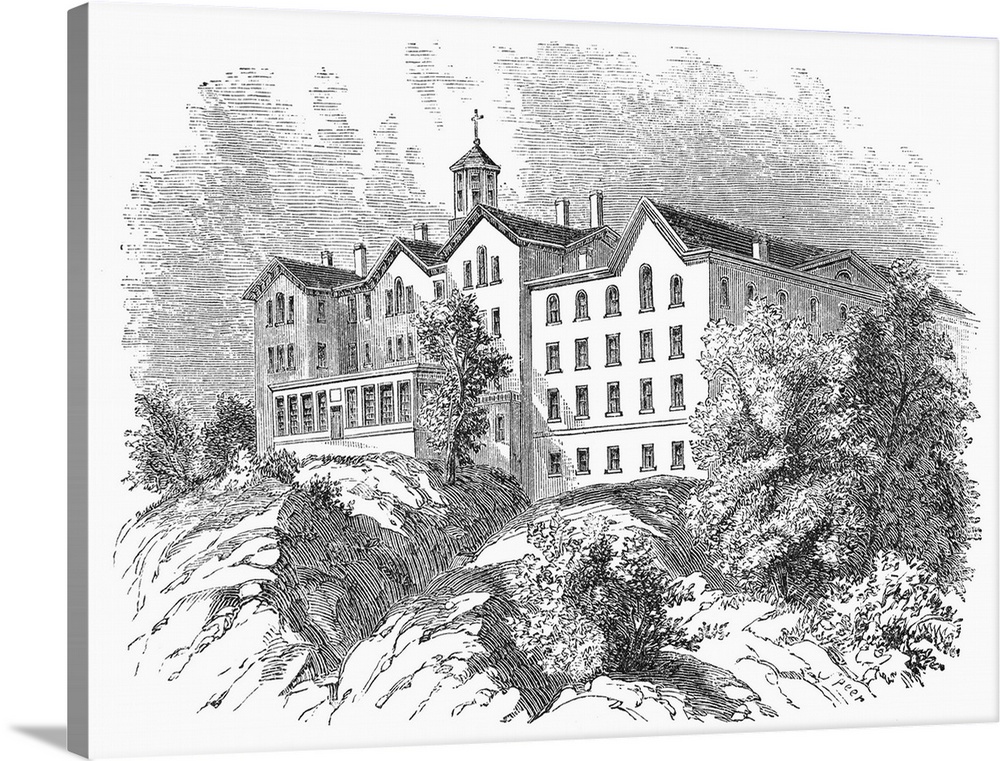 Manhattan College (later City College of New York), located at Broadway and 131st Street, New York. Wood engraving, 1868.