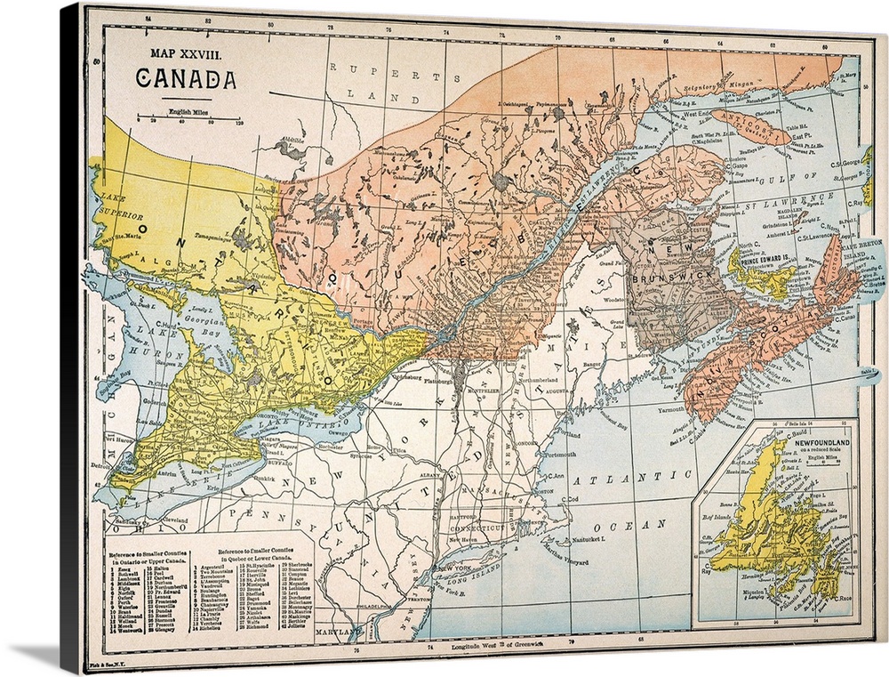 Map, Eastern Canada. Map Of the Eastern Provinces Of Canada, Published In the United States, Late 19th Century.