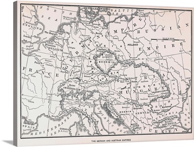 Map, Germany And Austria