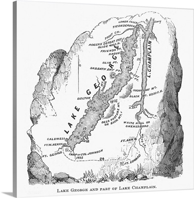 Map Of Lake George And Lake Champlain, New York