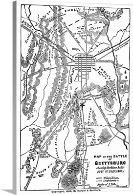 Map Of the Battle Of Gettysburg, 1863