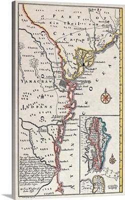 Map Of the Carolinas And Georgia, c1700