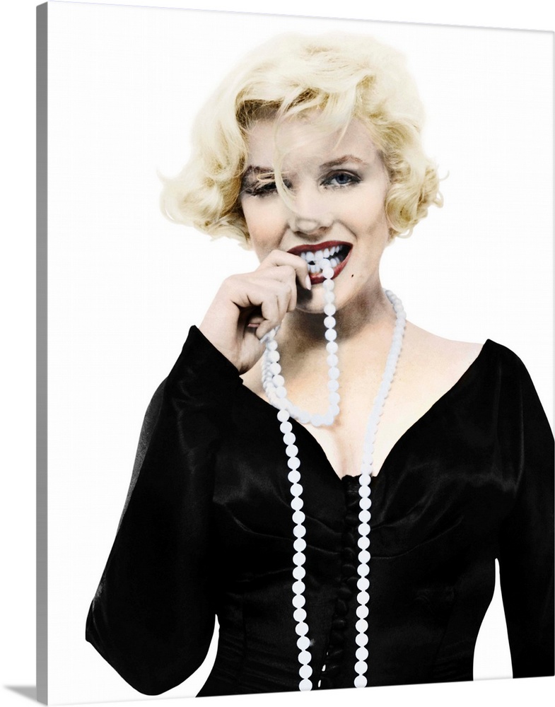 American cinema actress. Publicity still for 'Some Like It Hot,' 1959, digitally colored by The Granger Collection.