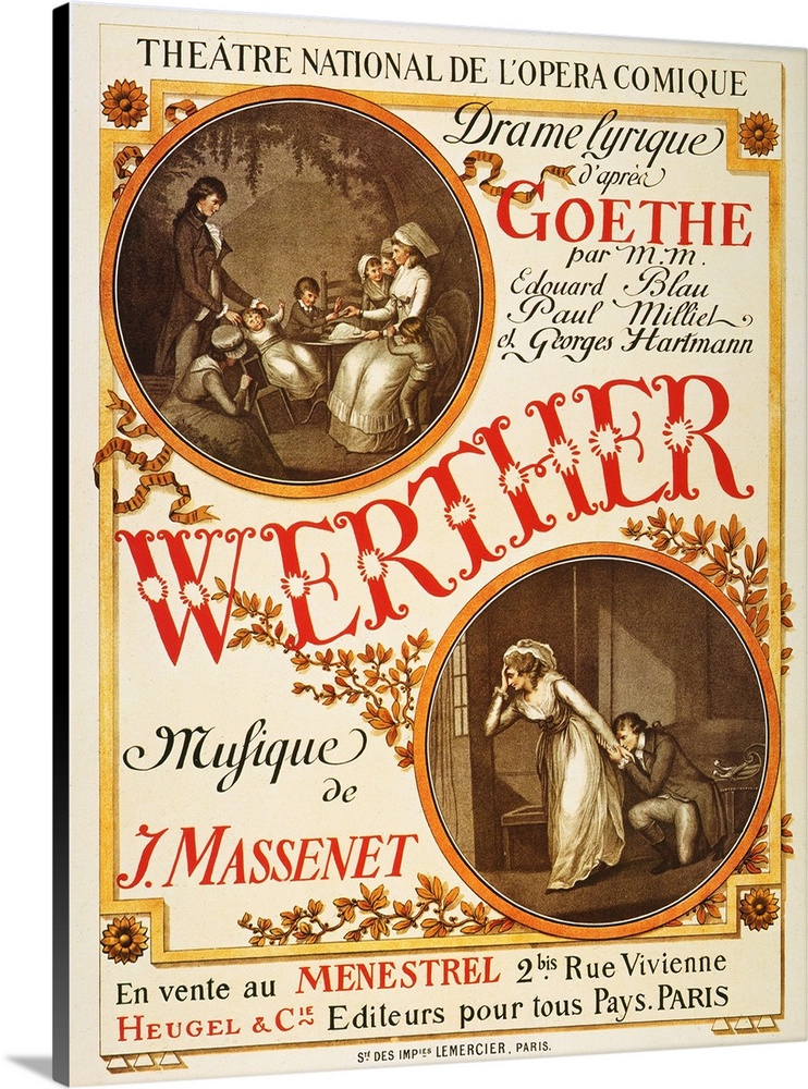 French lithograph poster for Jules Massenet's opera, Werther, 1892.