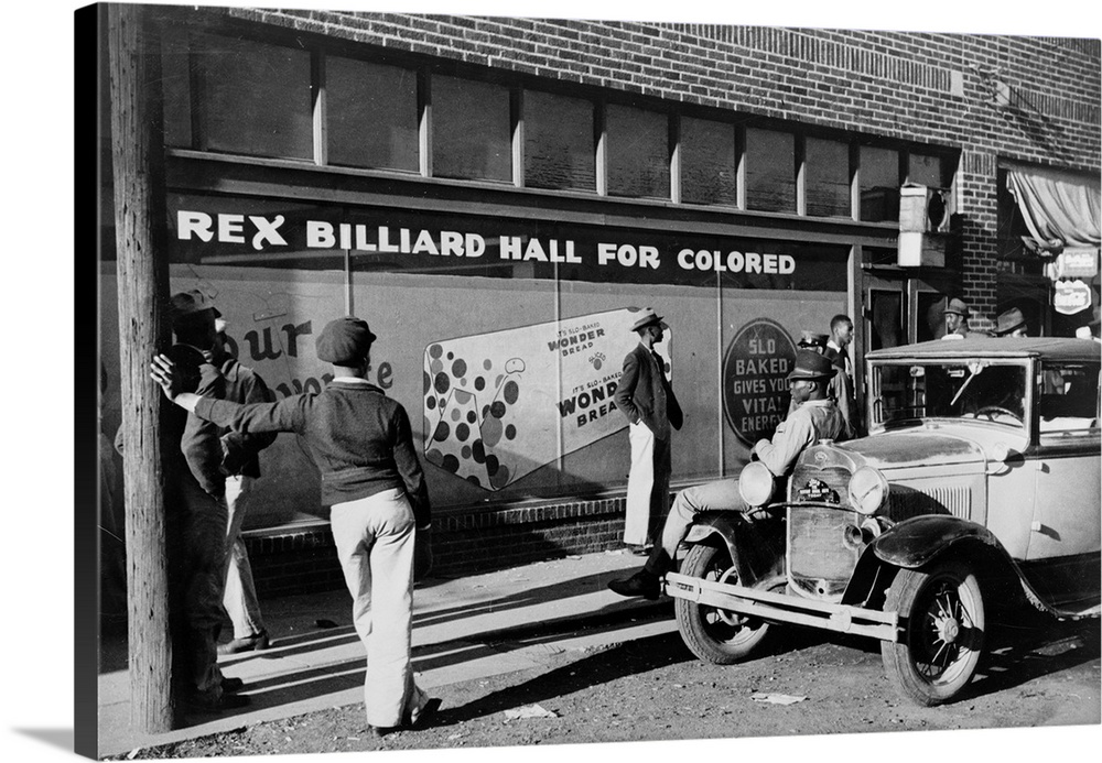 Men in front of a billiard hall on Beale Street in Memphis, Tennessee. Photograph by Marion Post Wolcott, c1939.