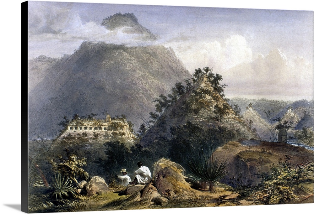 Mexico, Uxmal, 1844. Archway, Casa Del Gobernador At the Mayan Ruins Of Uxmal, Yucatan, Mexico. Lithograph By Frederick Ca...