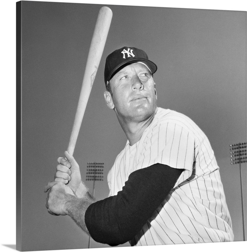 Mickey Mantle of The New York Yankees | Large Solid-Faced Canvas Wall Art Print | Great Big Canvas
