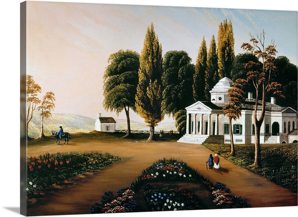 Monticello. the Home Of thomas Jefferson Near Charlottesville, Virginia. Oil On Canvas, 19th Century, By An Unknown Artist...