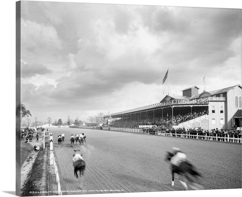 New Orleans, Horse Race. Horses Nearing the Finish Of A Race At the Crescent City Jockey Club In New Orleans, Louisiana. P...