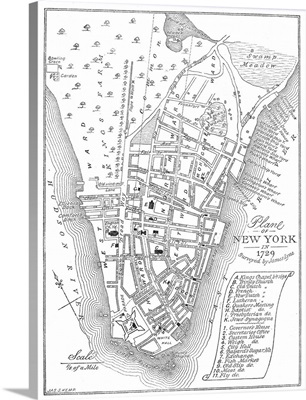 New York City Map, 1729