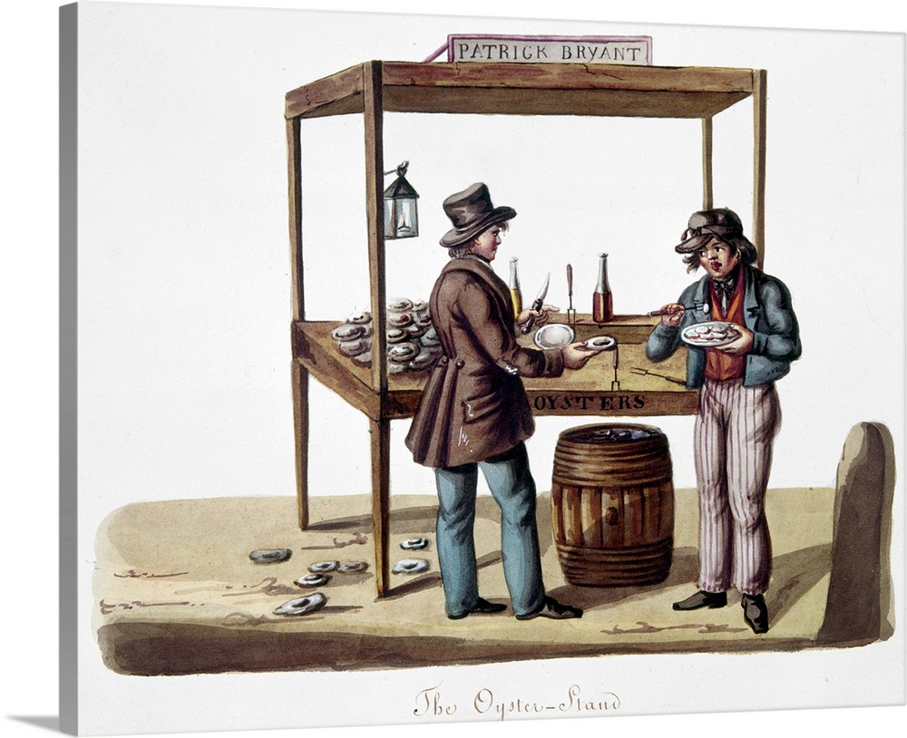Patrick Bryant's Oyster Stand in New York City. Watercolor by Nicolino V. Calyo, c1840.