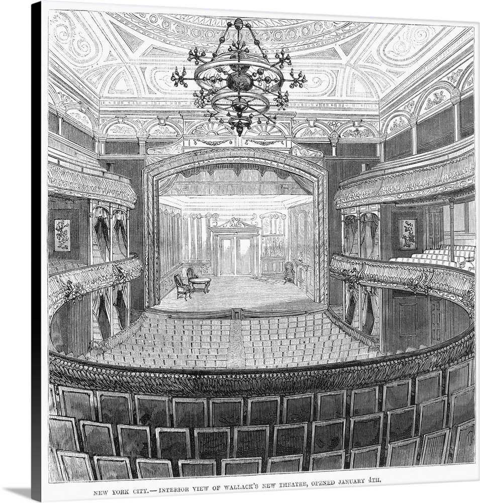 Interior view of Wallack's Theatre, which opened at New York City in January 1882. Wood engraving from a contemporary Amer...