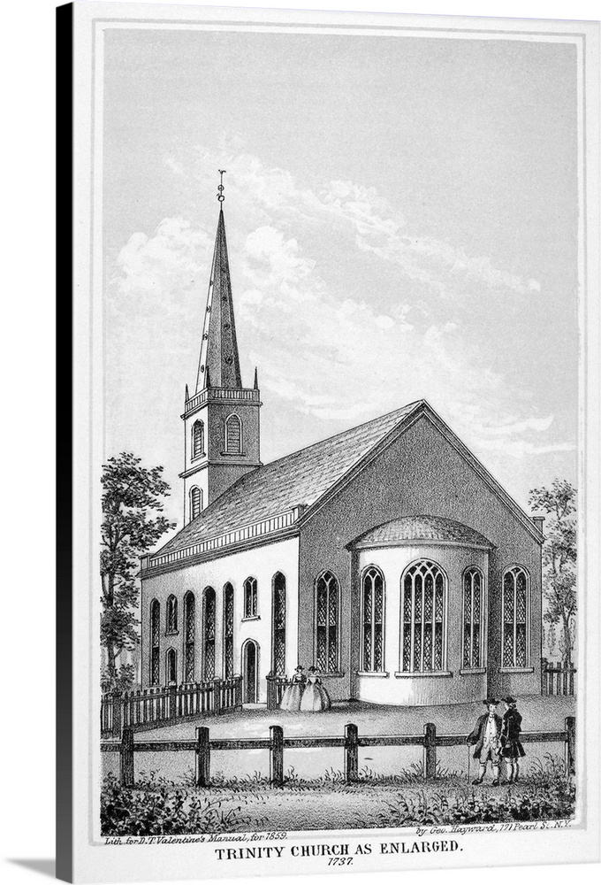Trinity Church, at Broadway and Wall Street, New York, as it appeared in 1737. Lithograph, 1859.