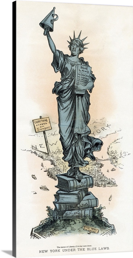 'New York Under the Blue Laws.' Cartoon, American, 1895.
