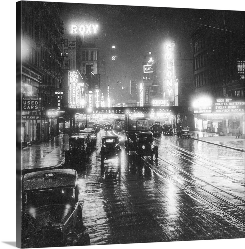 The Great White Way- night scene on Broadway above Times Square, New York: from a stereograph view.