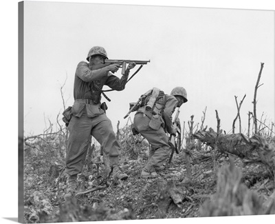 Okinawa, 1945, U.S. Marine takes aim