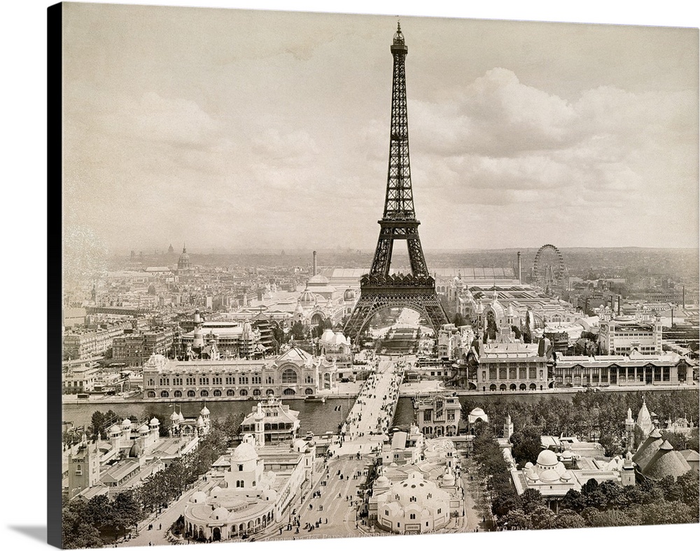 The Eiffel Tower, photographed at the time of the Universal Exposition at Paris in 1900.