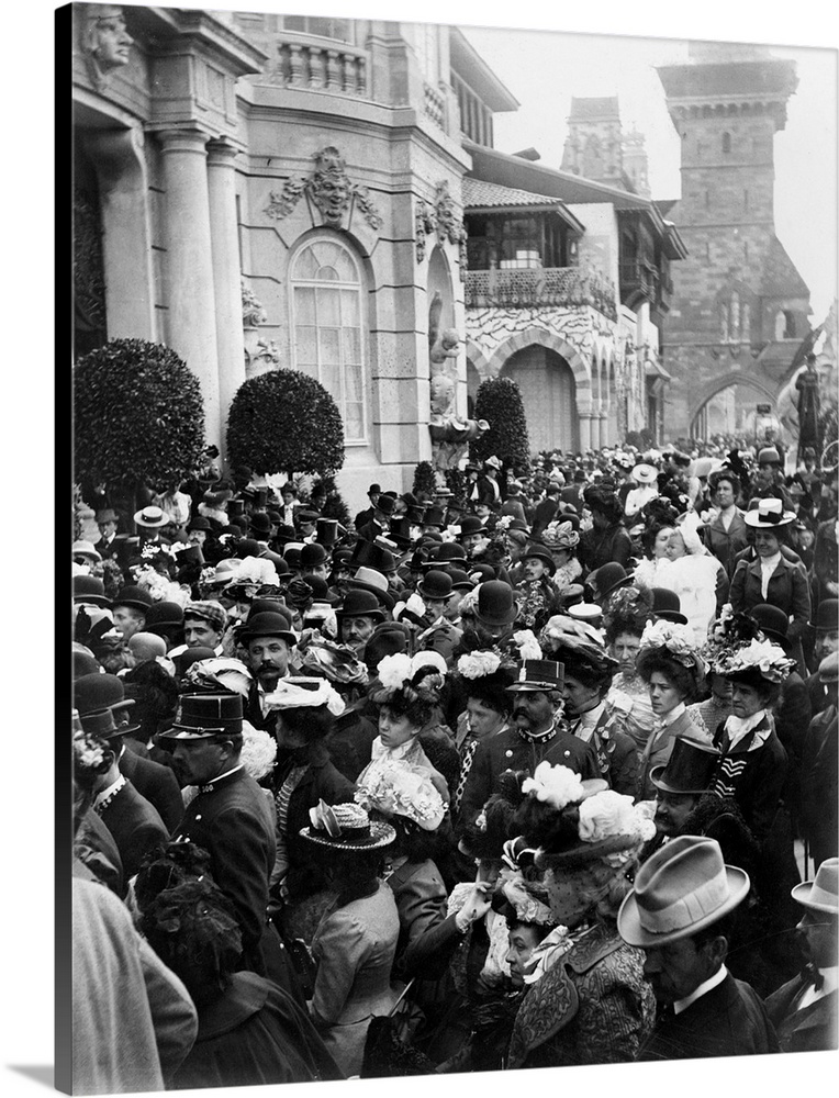Crowds attending the dedication of the U.S. building at the Paris International Exposition in Paris, France, 12 May 1900. ...