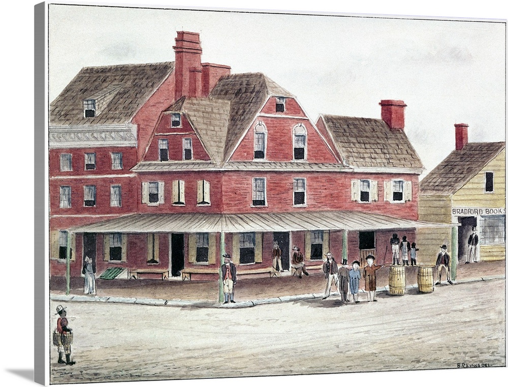 Philadelphia, 1770. London Coffee House On the Southwest Corner Of Market And Front Streets, Philadelphia, In 1770. Waterc...