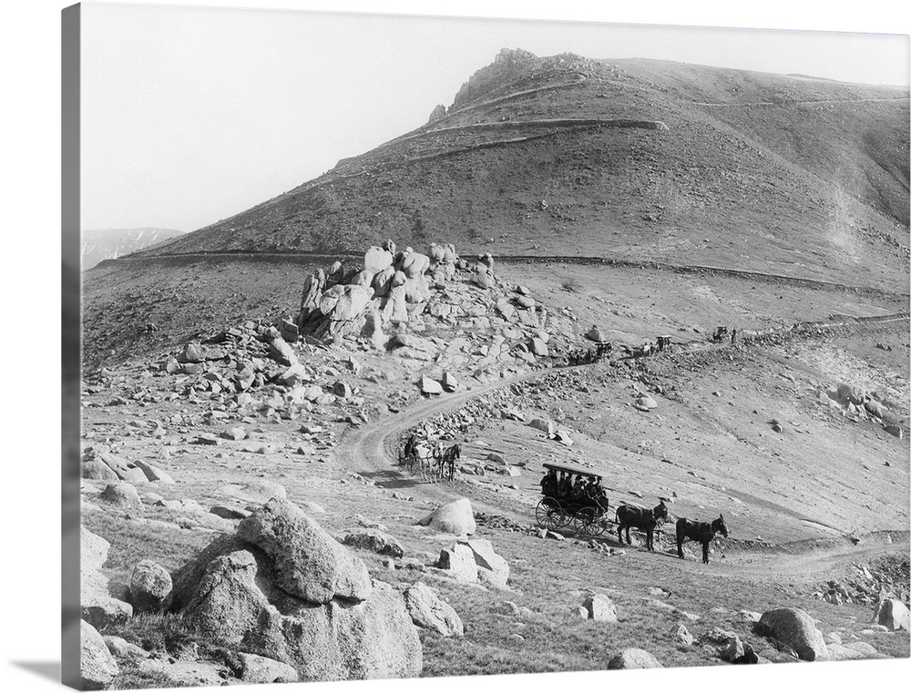 Pike's Peak, Road, C1890. Coaches And A Buckboard Zigzagging Around Switchbacks, Known As 'The W's,' On the Carriage Road ...