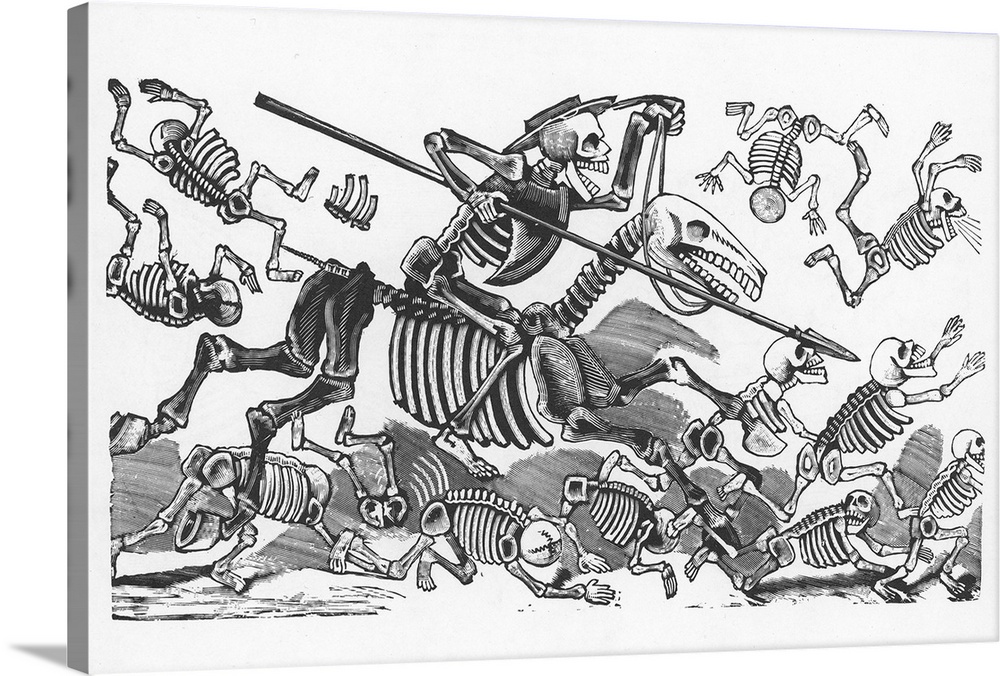 'Calavera' of Don Quijote. Type metal engraving by Jose Guadalupe Posada (1852-1913).