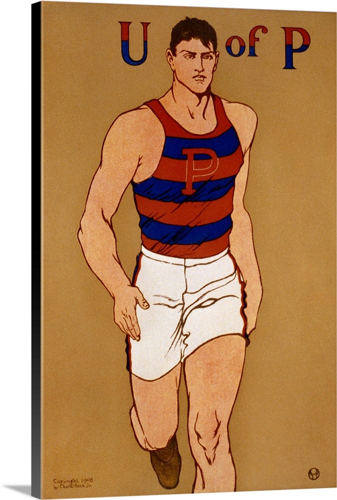 Poster for the University of Pennsylvania track team. Chromolithograph by Edward Penfield, c1908.