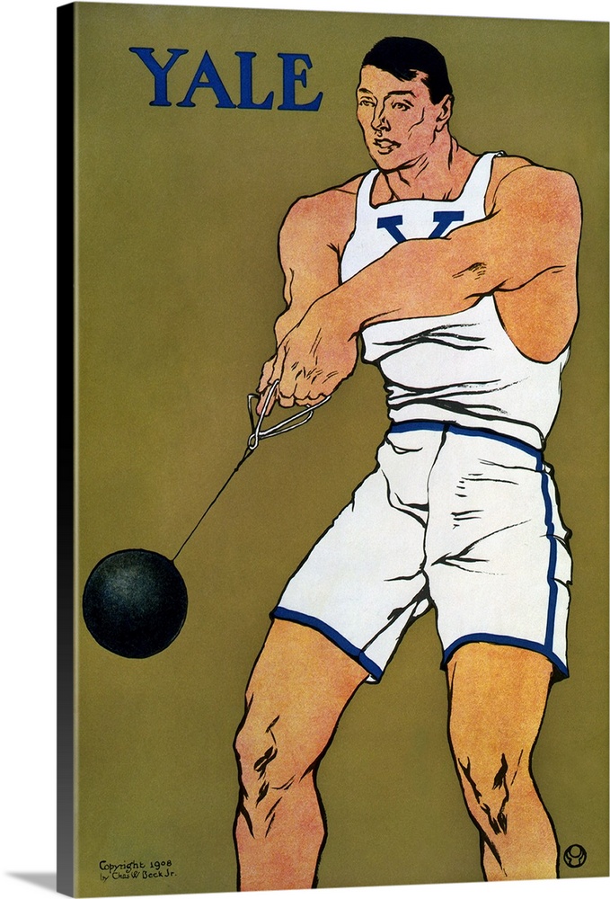 Poster for the Yale University track and field team. Chromolithograph by Edward Penfield, c1908.