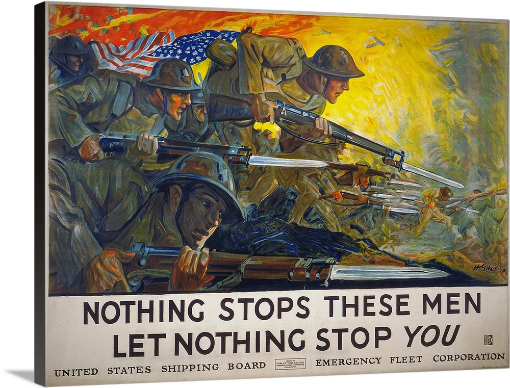 Poster sponsored by the United States Shipping Board Emergency Fleet Corporation to support American troops fighting in Wo...