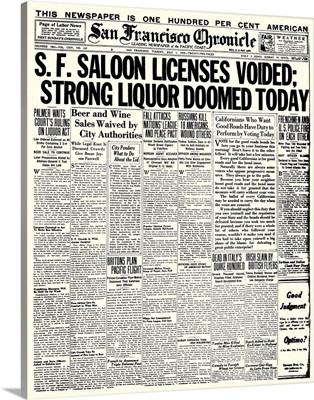 Prohibition Headline, 1919